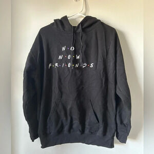 Franchise No New Friends Black Graphic  Hoodie